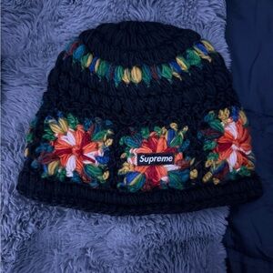 Supreme Crochet Beanie with Floral Accents